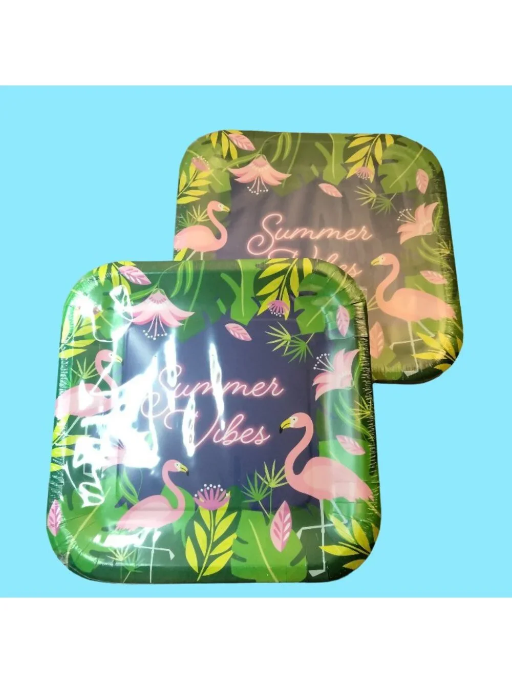 Pink Flamingo Paper Plates Summer Vibes 24 9 x 9 inch Lot 2